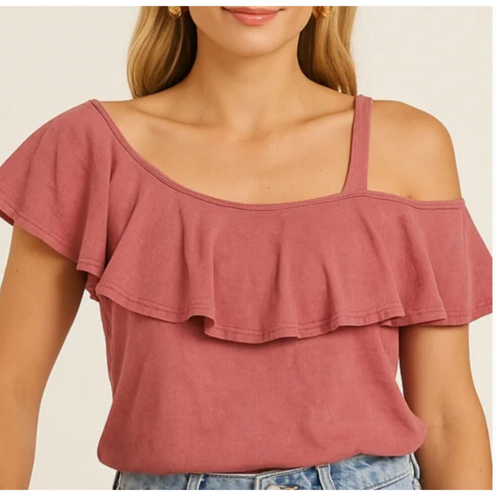 Altar'd State Cold Shoulder Ruffle Top Size Small